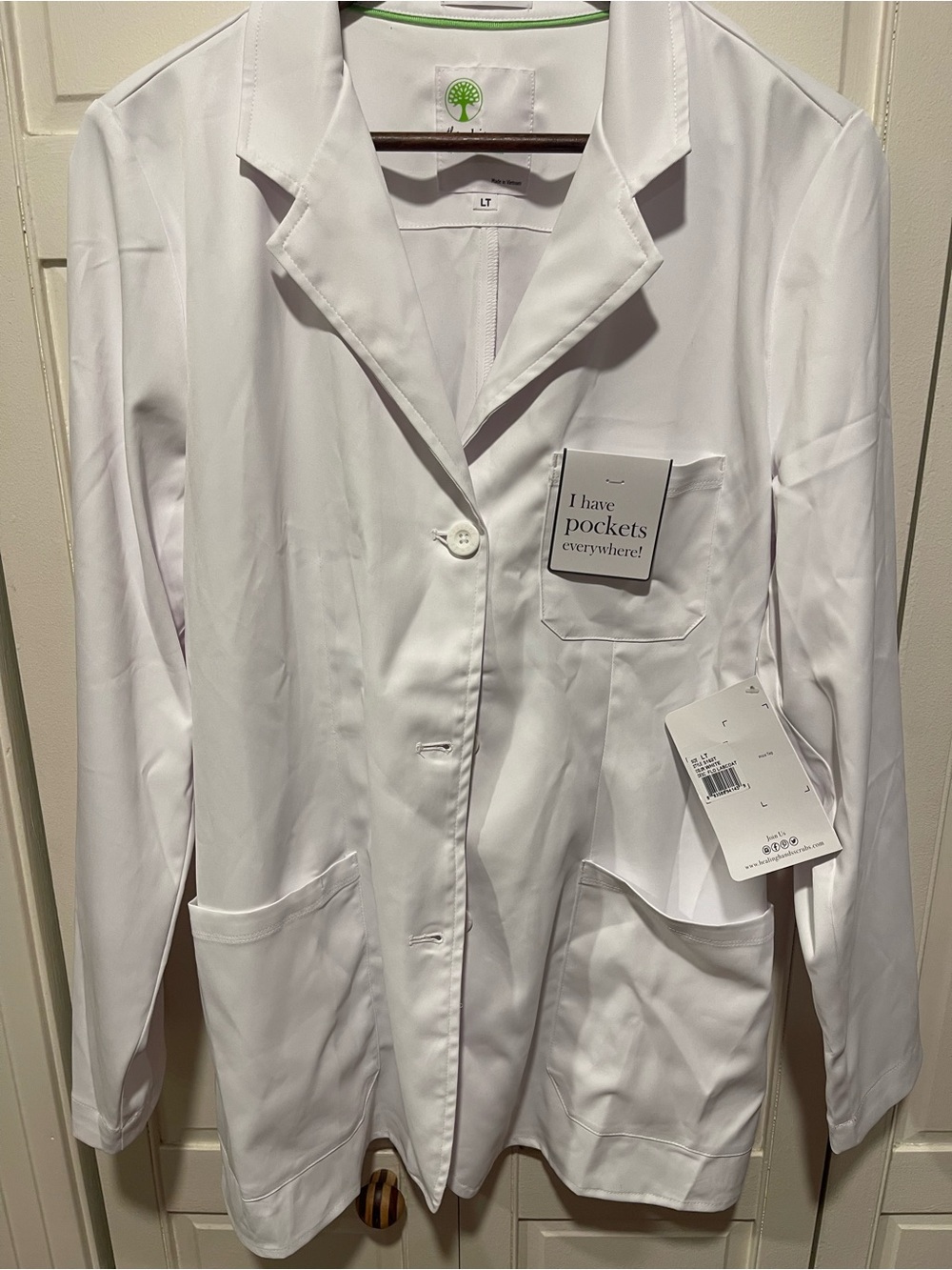 healing hands Women's White Lab Jacket with Multiple Pockets